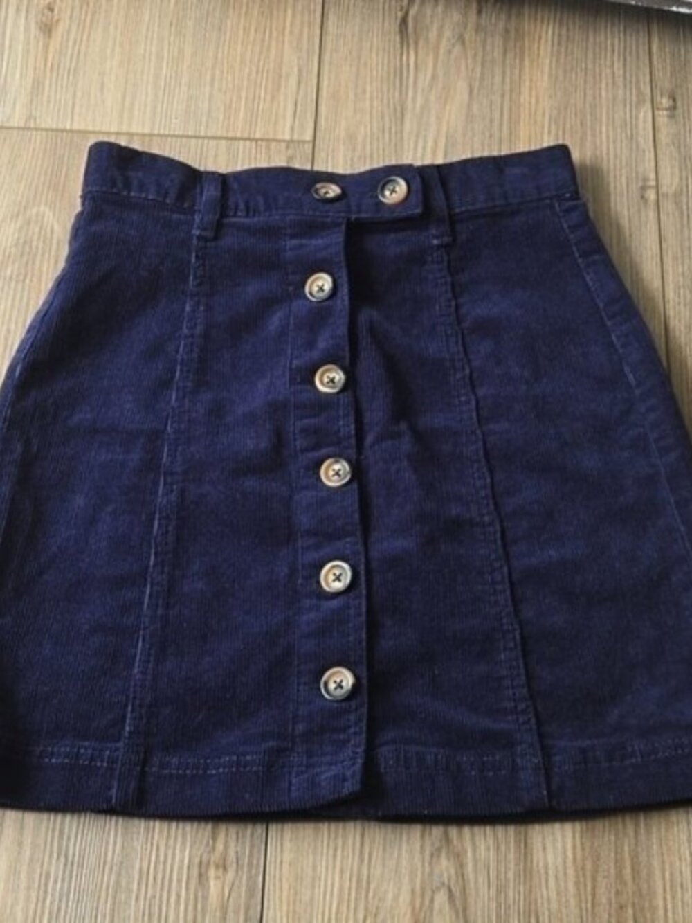 21 Navy Courderoy A Line Mini Skirt